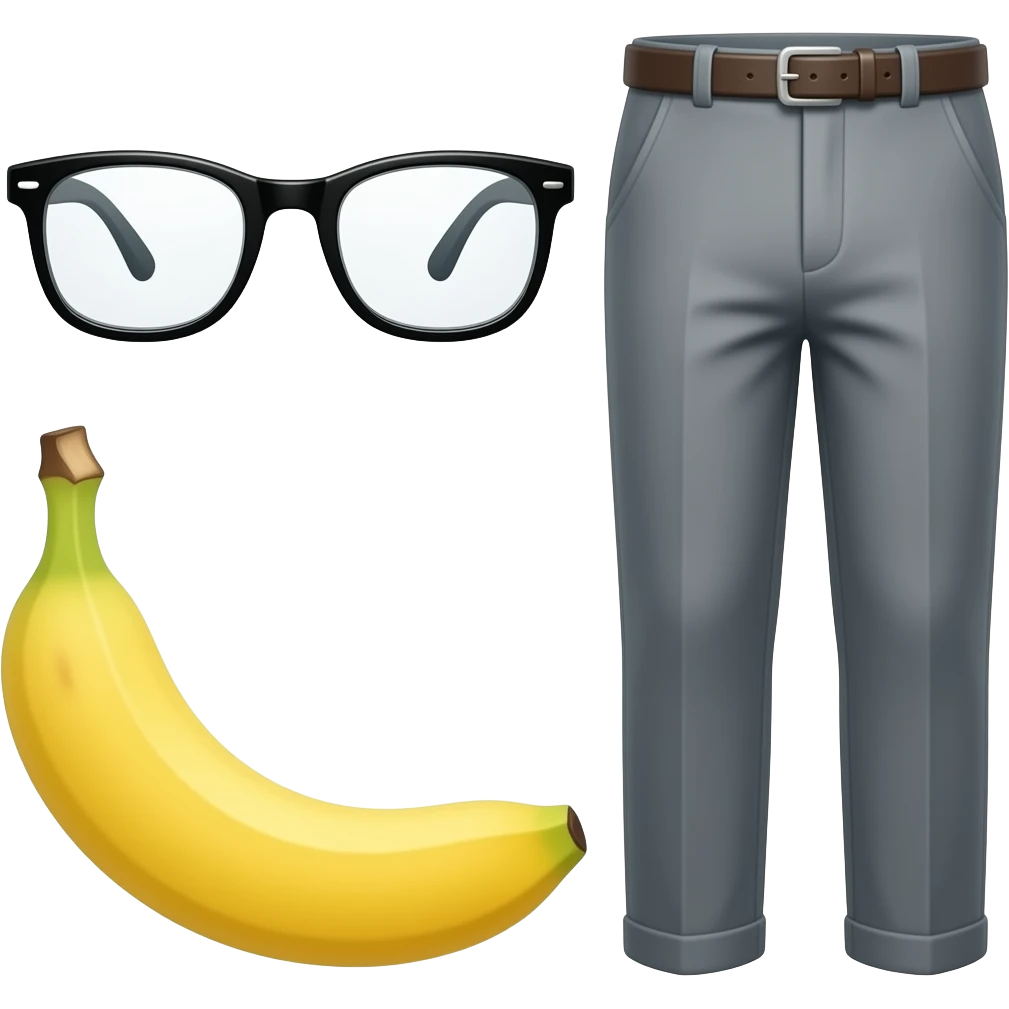 generate a banana next to a pair of glasses and pants emoji