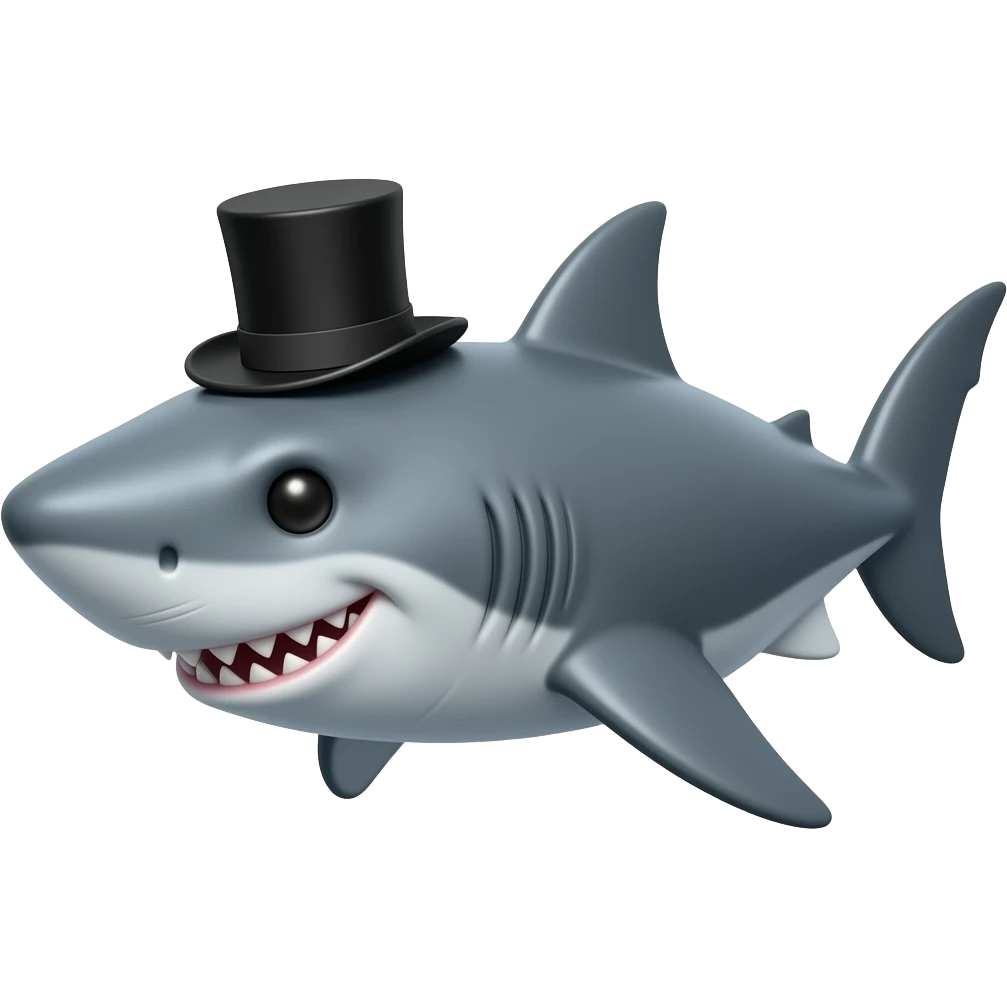 Shark with a top hat emoji