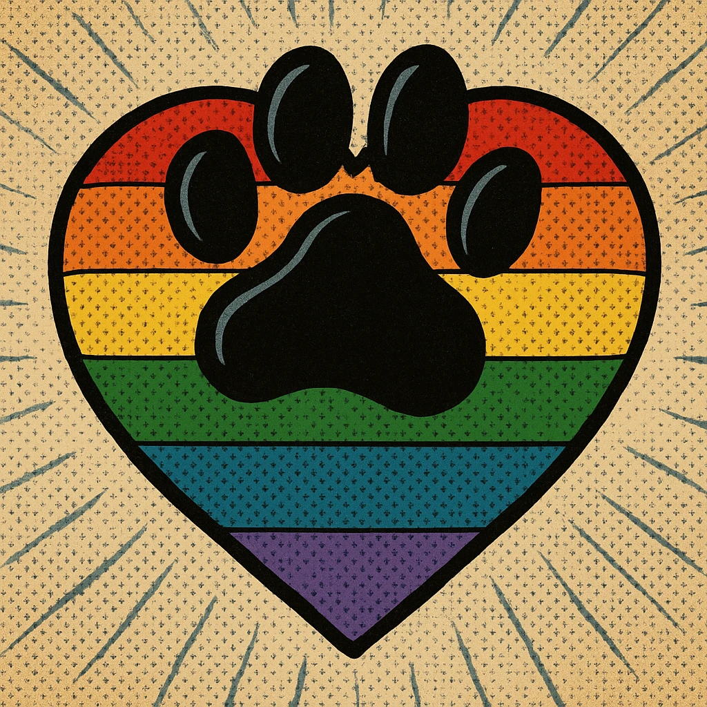 rainbow pride heart with a paw print on top, no text emoji