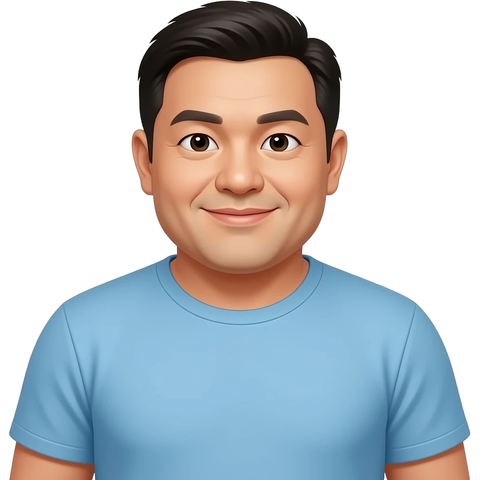 ulgy aisan fat man wearing a light blue t-shirt emoji