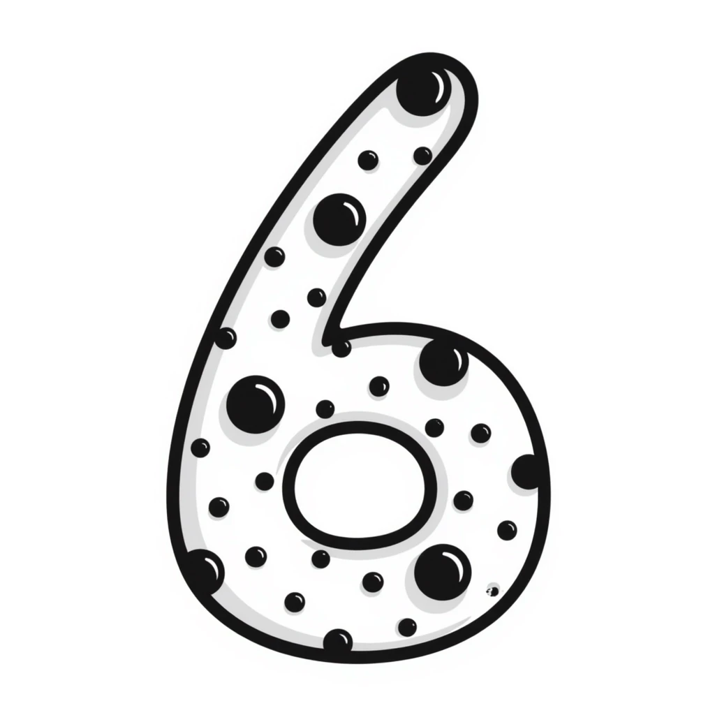 Handdrawn number six with pearl accents emoji
