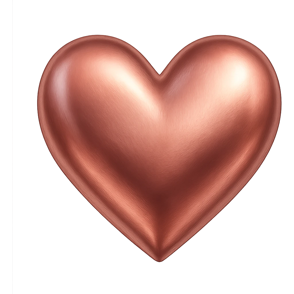 heart with a metallic rose finish, digital illustration, no background emoji
