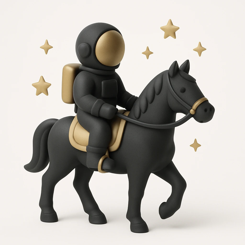 astronaut on horseback with stars in background emoji