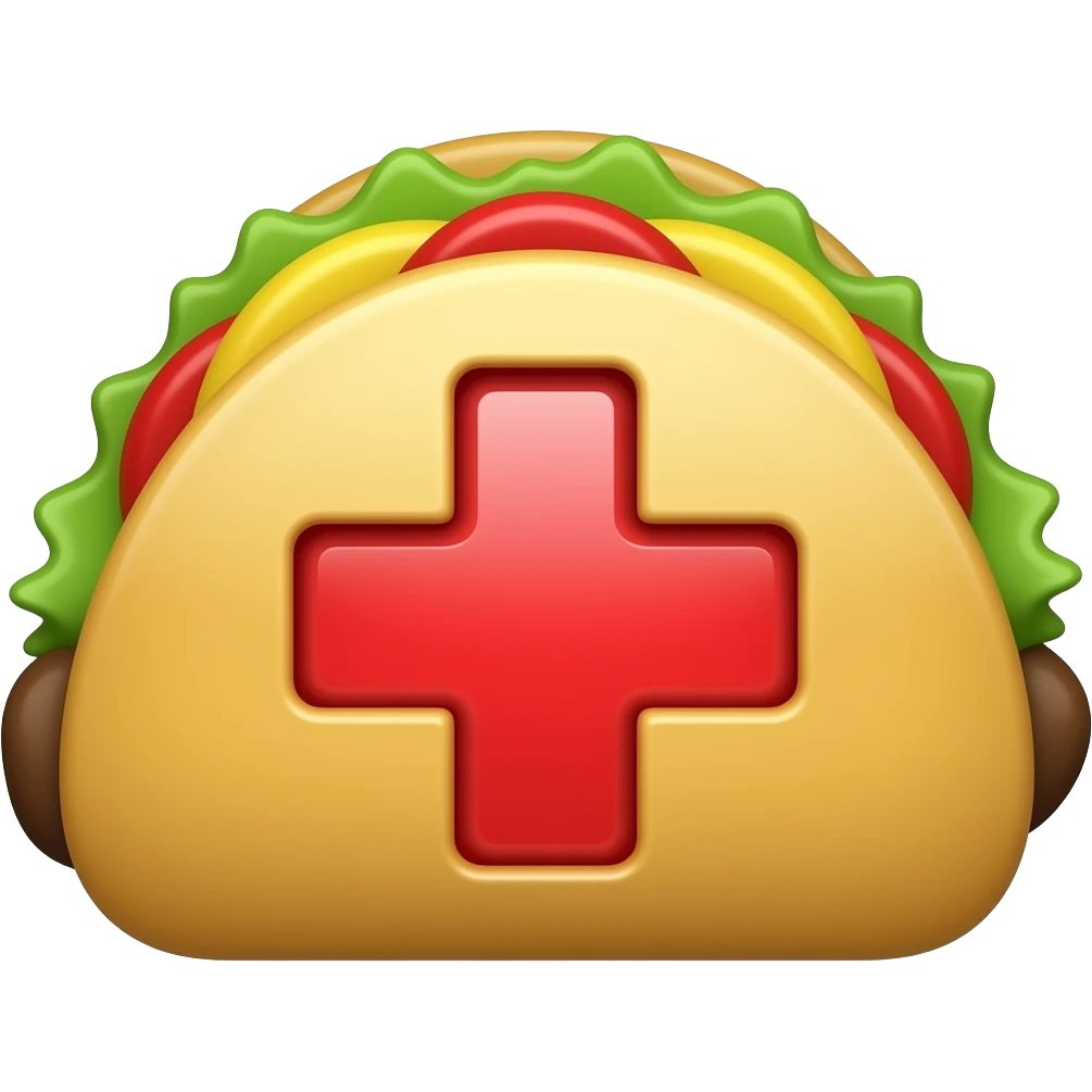 emoji red cross upon emoji taco emoji