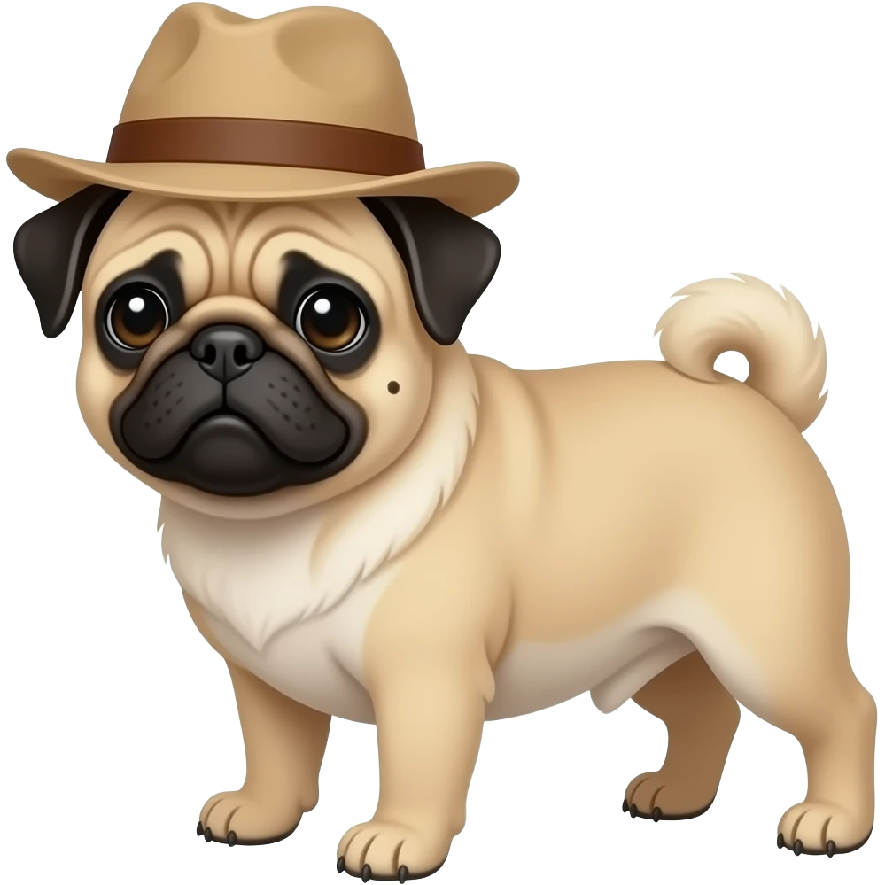 Pug with a hat emoji