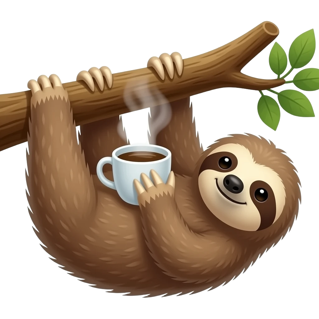 sloth tree morning coffee hanging emoji