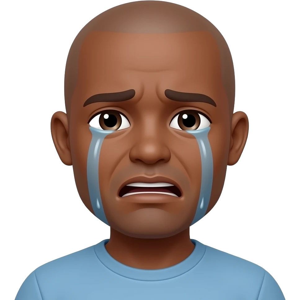 Brown man bald head crying emoji