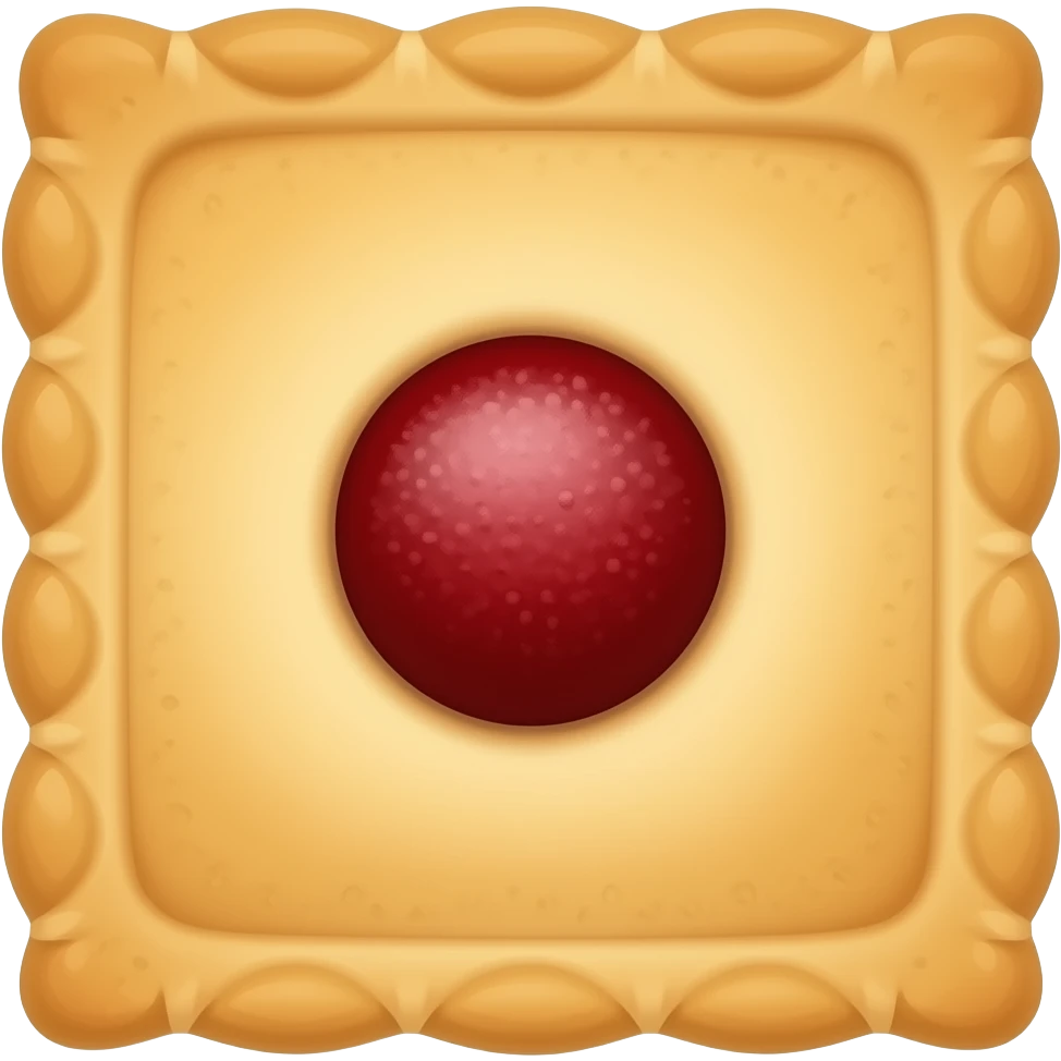 Square kolache with red fruit filling circle in the middle of the square emoji