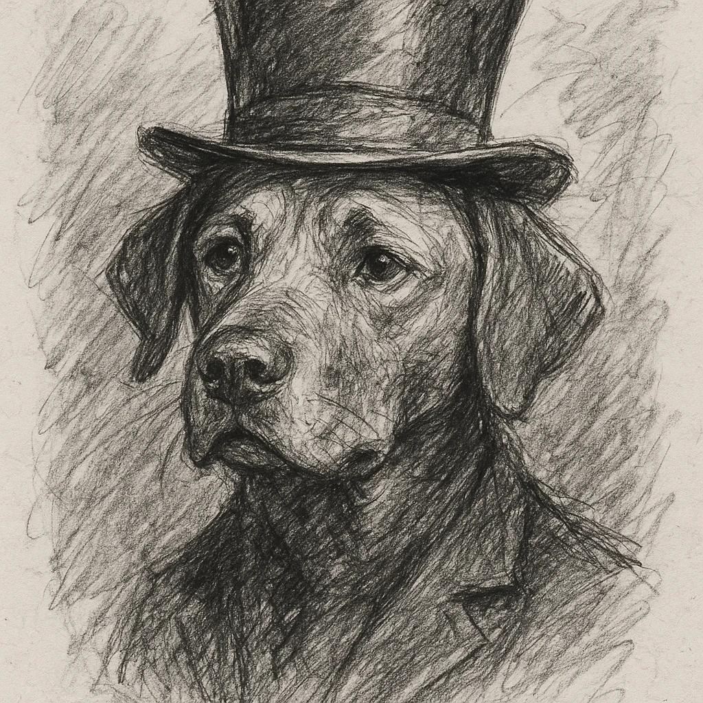 dog with tophat emoji