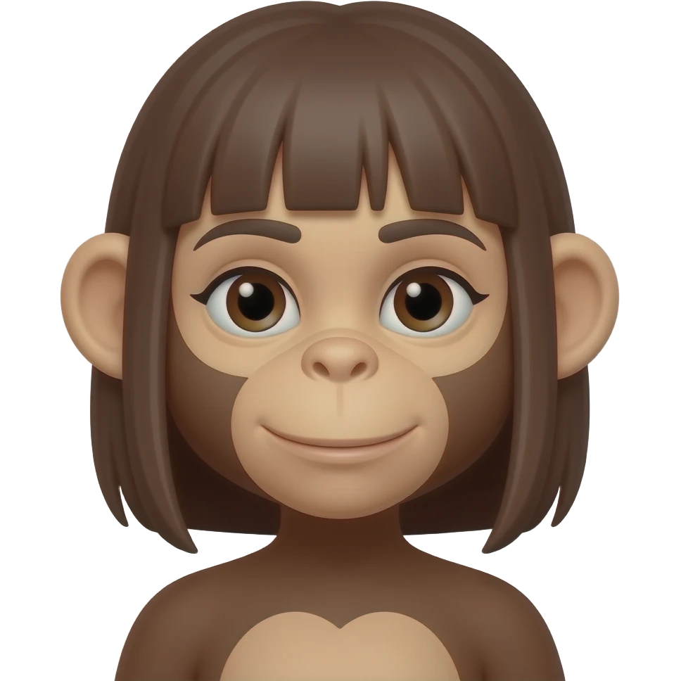 Make a dark tan girl that looks like a monkey emoji