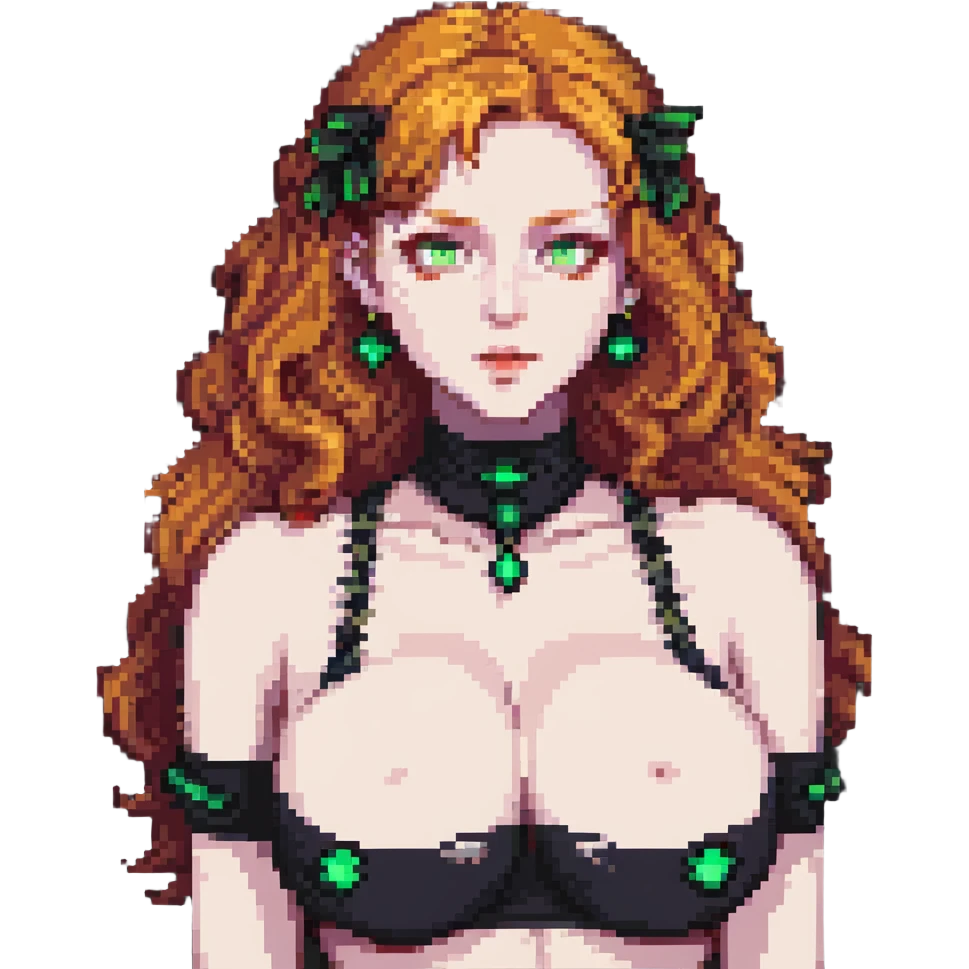 pale ginger baddie with big boobs, ginger eyebrows, green eyes emoji