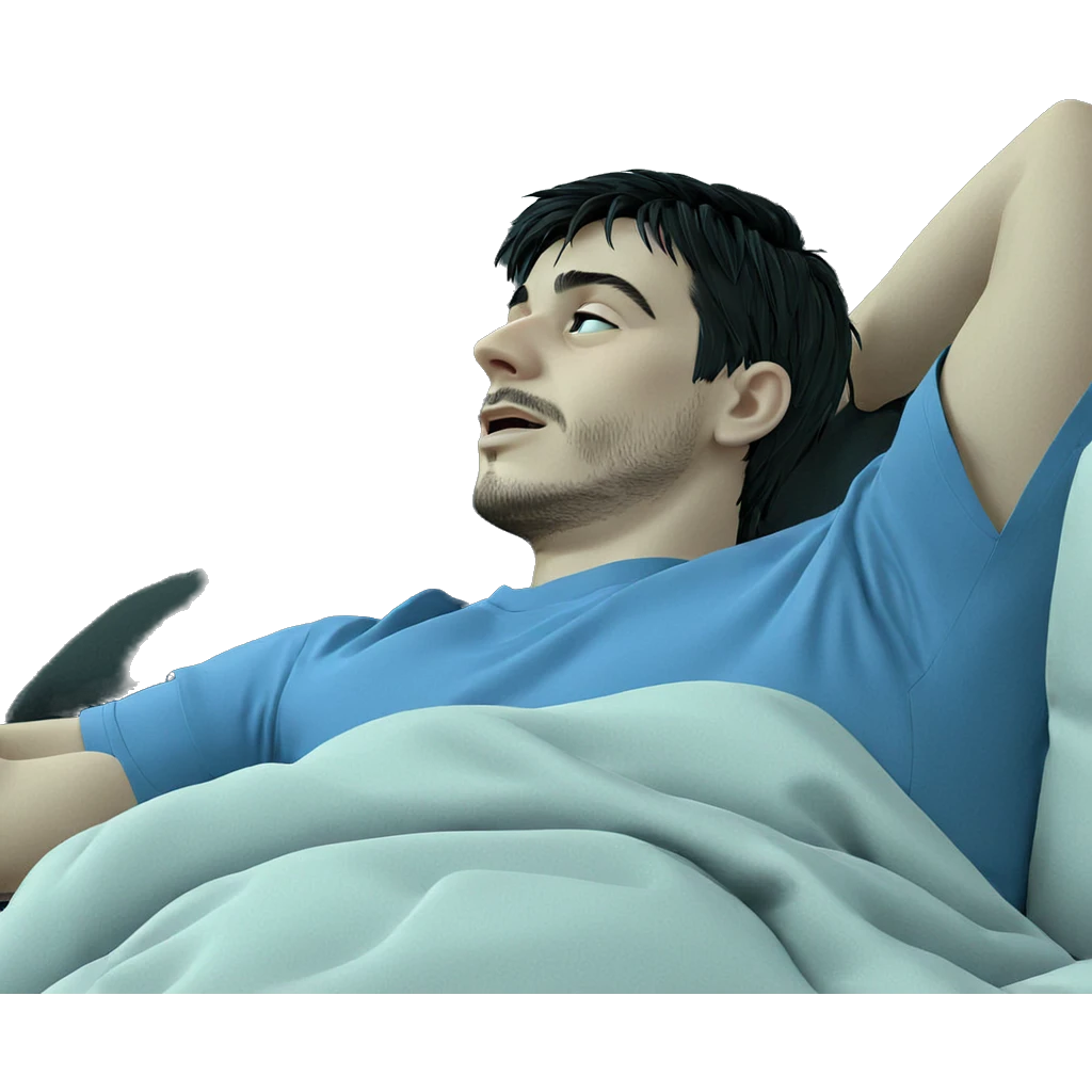 relaxed boy on the bed emoji