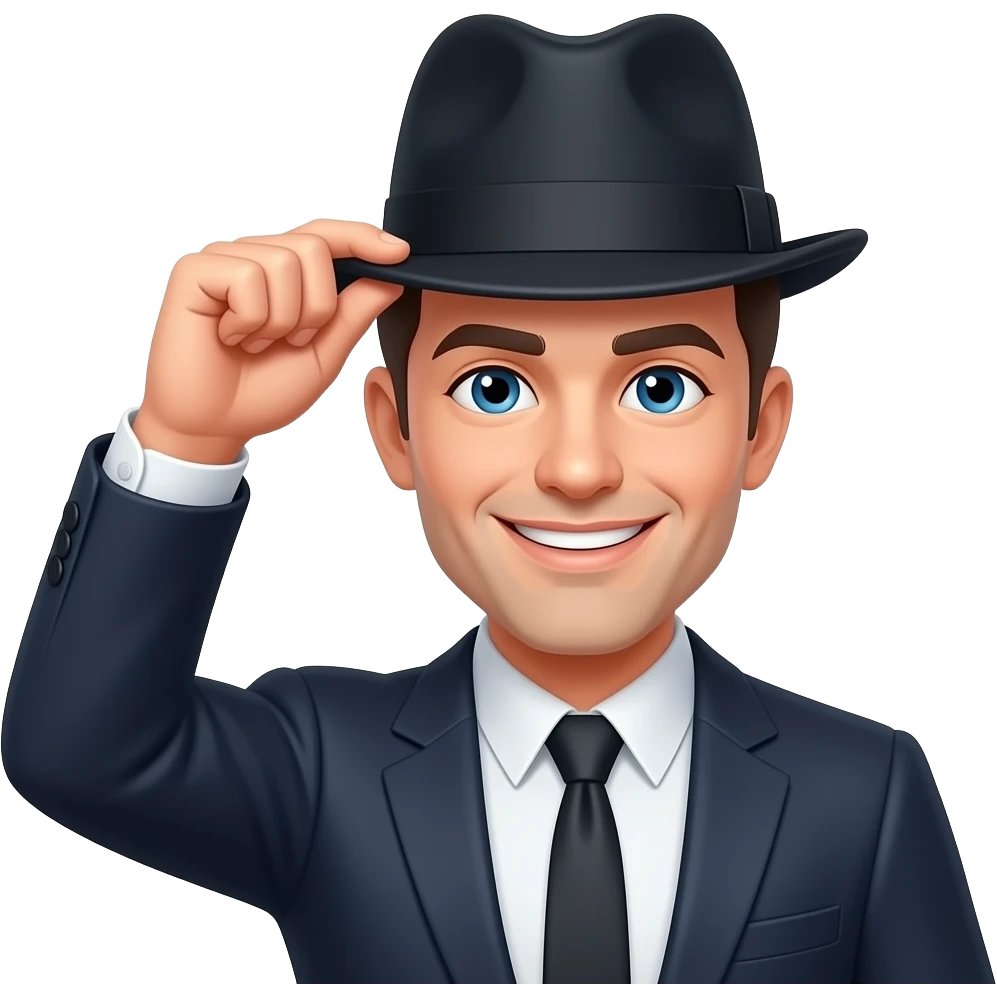 yellow smirking emoji tipping a fedora emoji