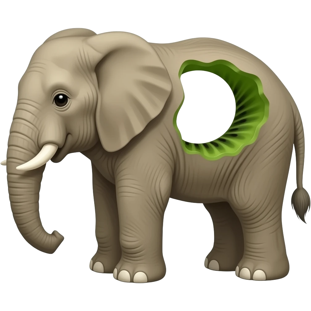 A kiwi elephant with NO HOLES emoji