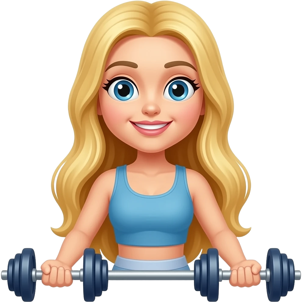long blonde hair woman lifting weights emoji