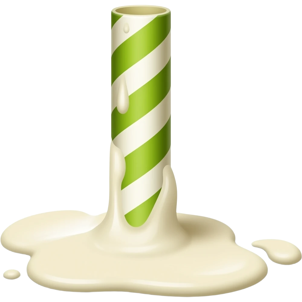 Striped straught straw standing up right with cream dripping off it emoji
