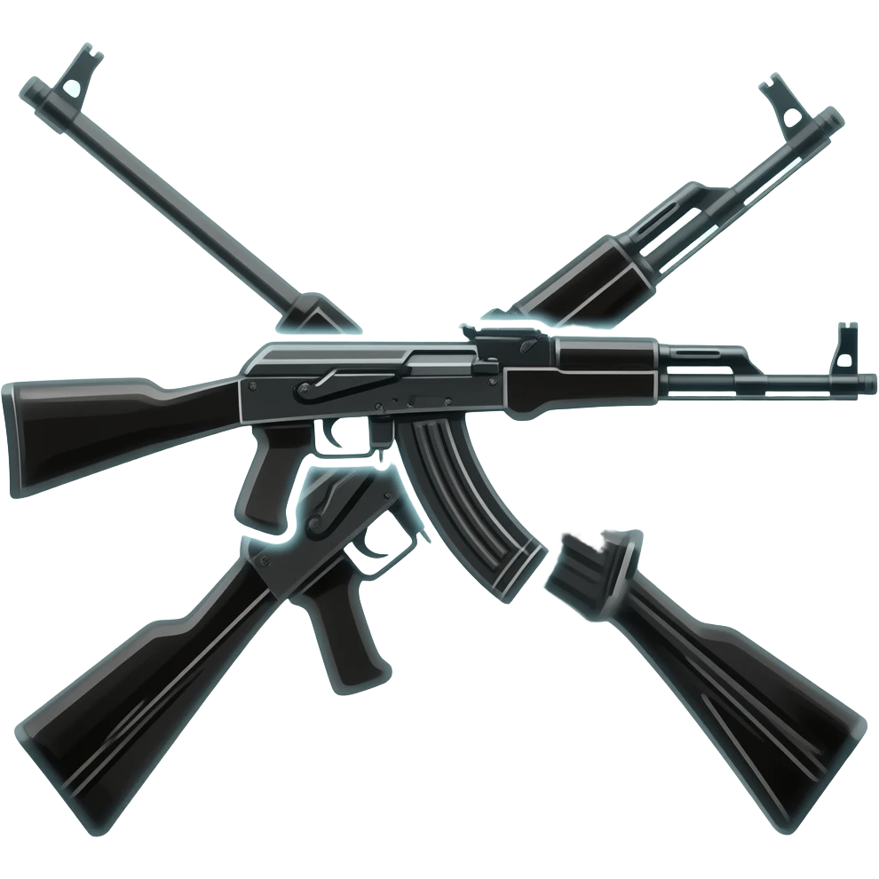 ak47 black with white outline glowing emoji