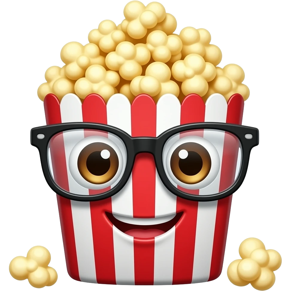 Popcorn with glasses emoji