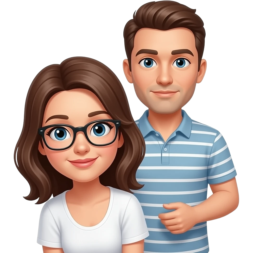 une femme, de face, se penche en avant. Derriere elle, un homme debout emoji