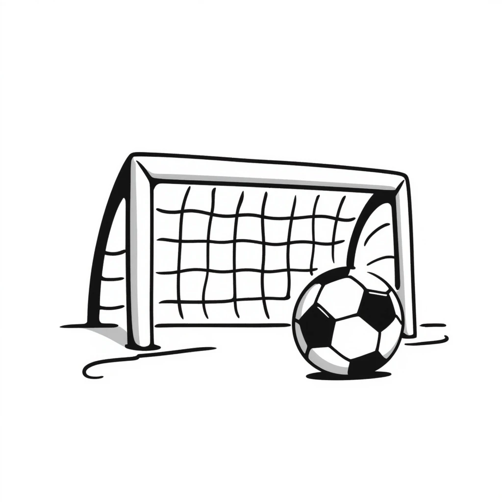 hand drawn doodle style soccer goal emoji