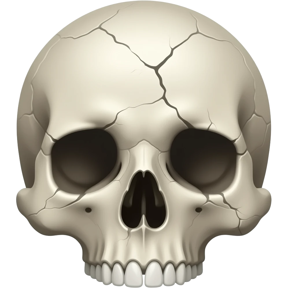 Generame un emoji en la que se puede ver un cráneo roto emoji