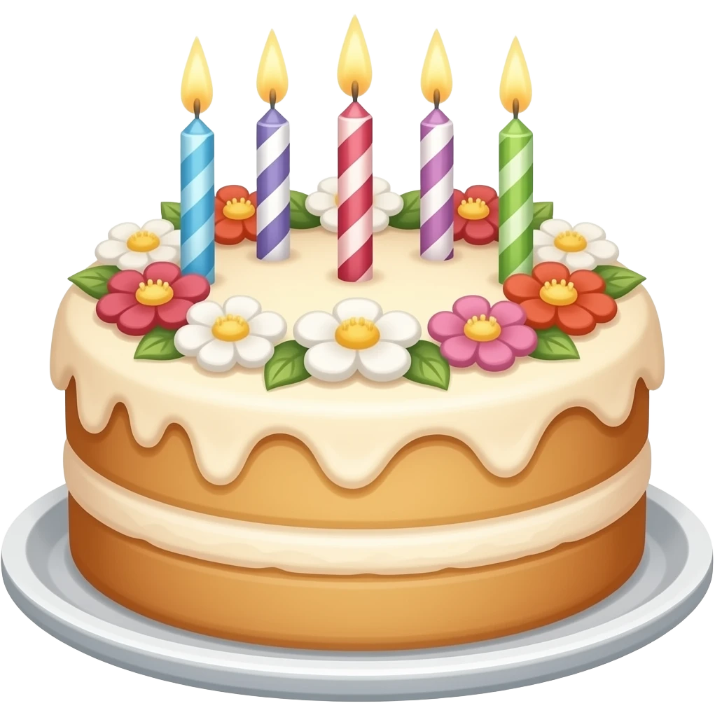 Birthday cake with flowers on it emoji