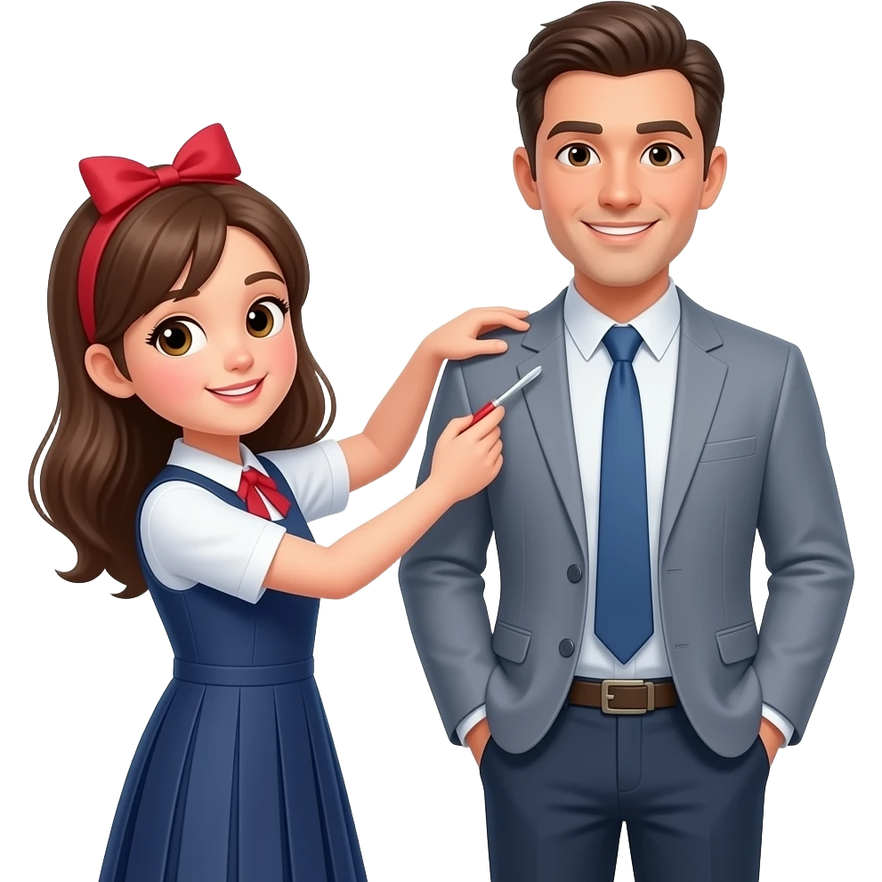 Women schoolgirl pin man emoji