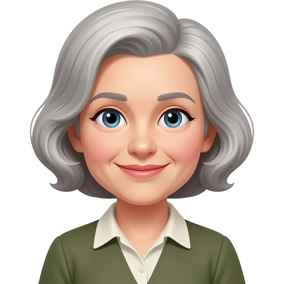 Very kind and loving with grey Vintage hair emoji