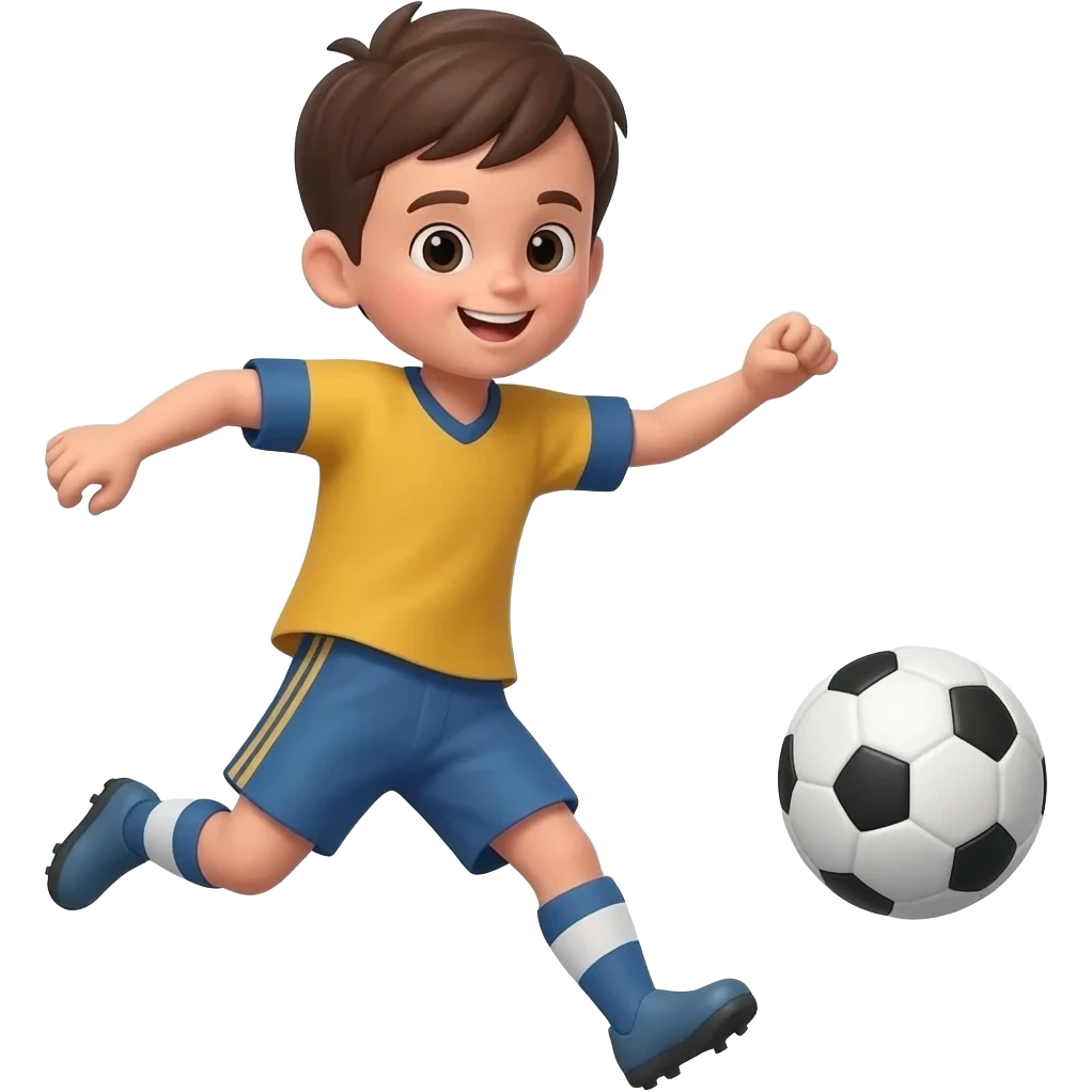 Um menino jogando futebol emoji