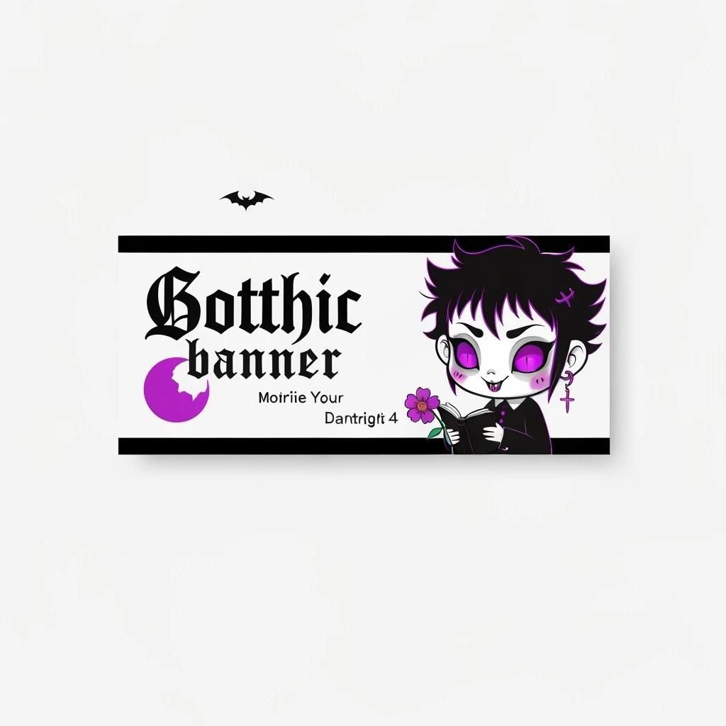 goth banner, cute, expressive, minimal, variation 4 emoji