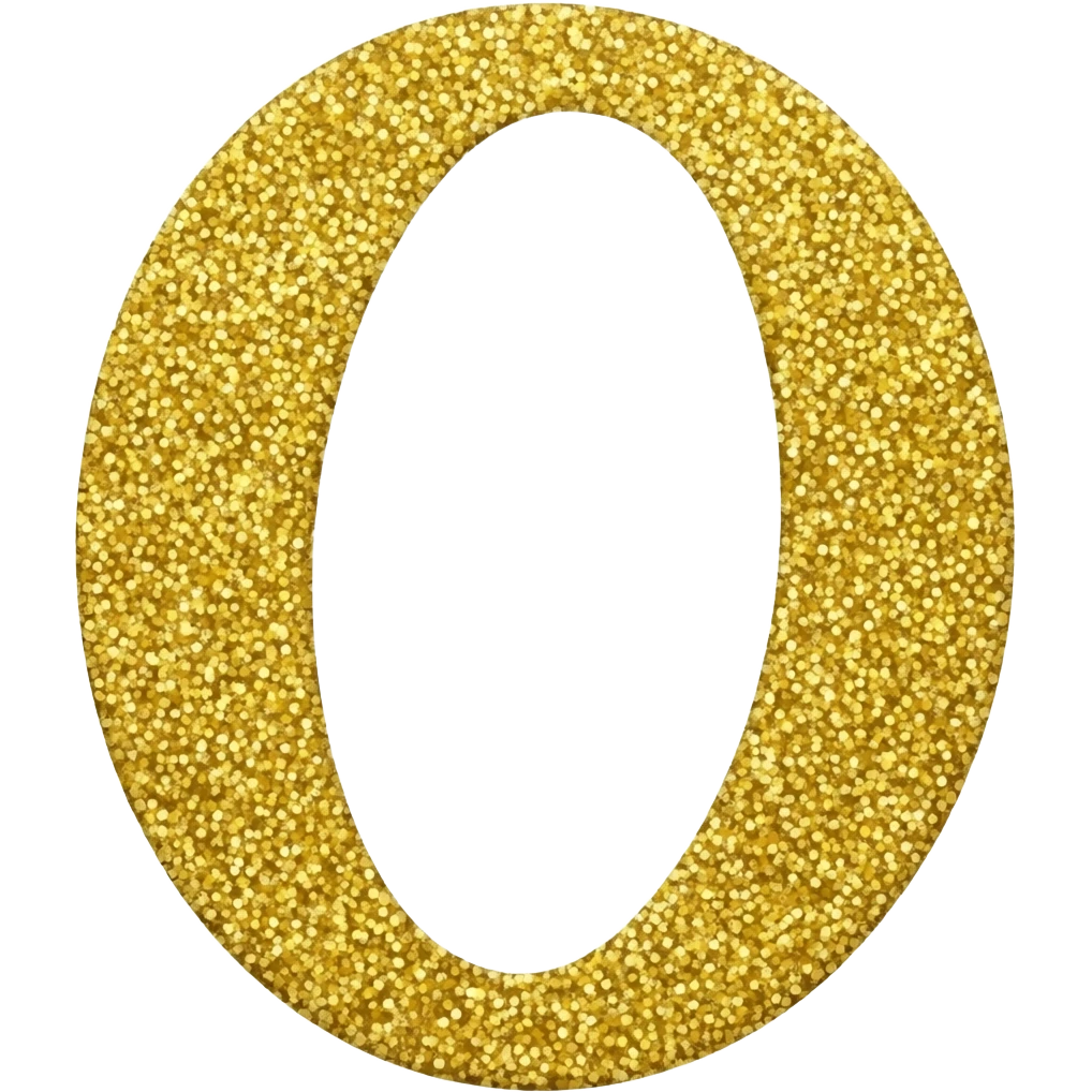 Gold Sparkle cursive letter o emoji