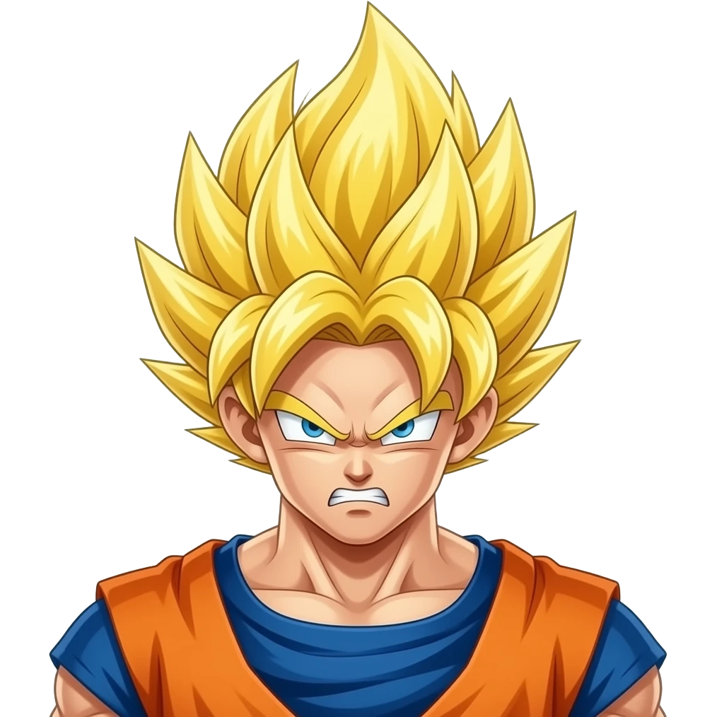Make goku but super mad  and make the background white and make him ultra instinct emoji