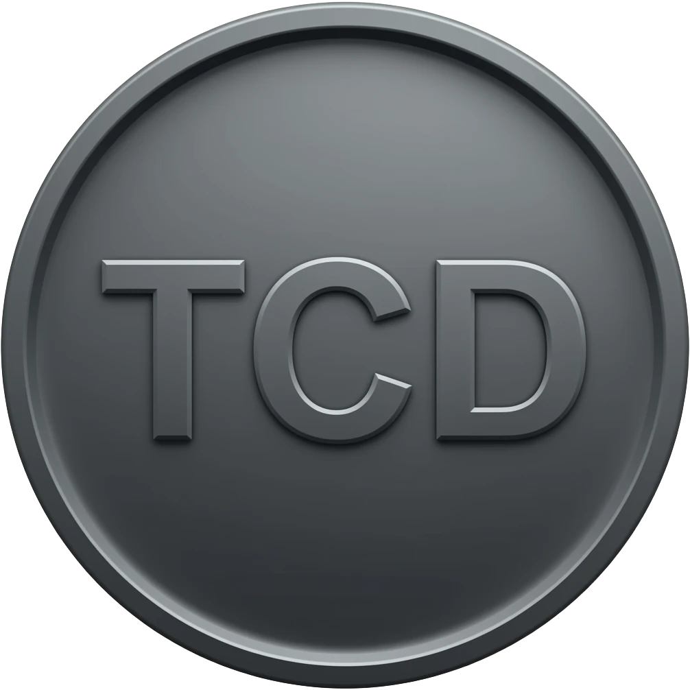 Черная монета с надписью TCD emoji