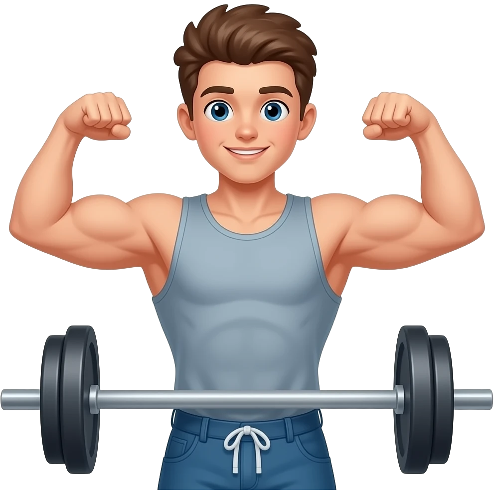 strong  boy 16 years body building emoji