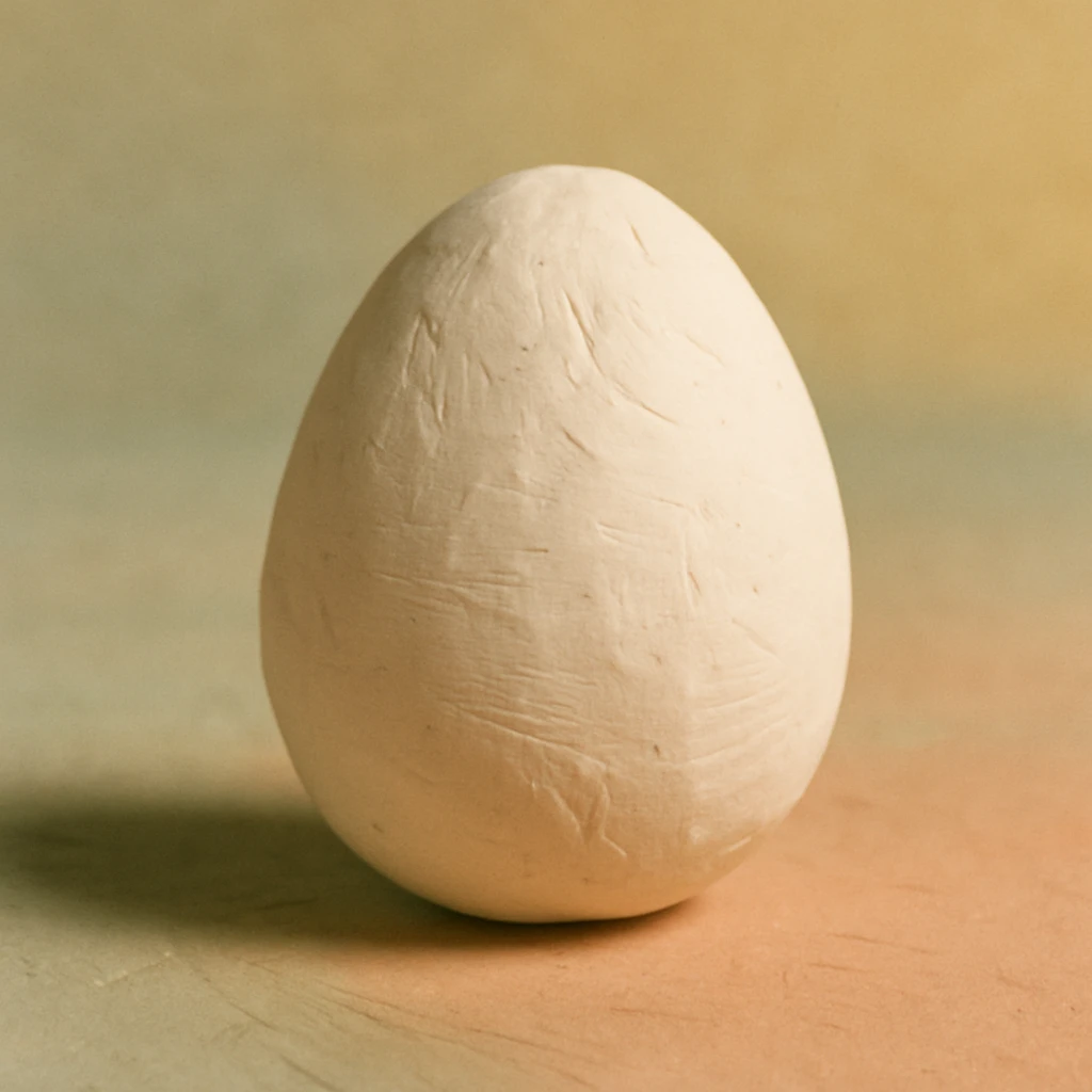 A white egg in claymation style, matte texture with soft pastel colors. emoji