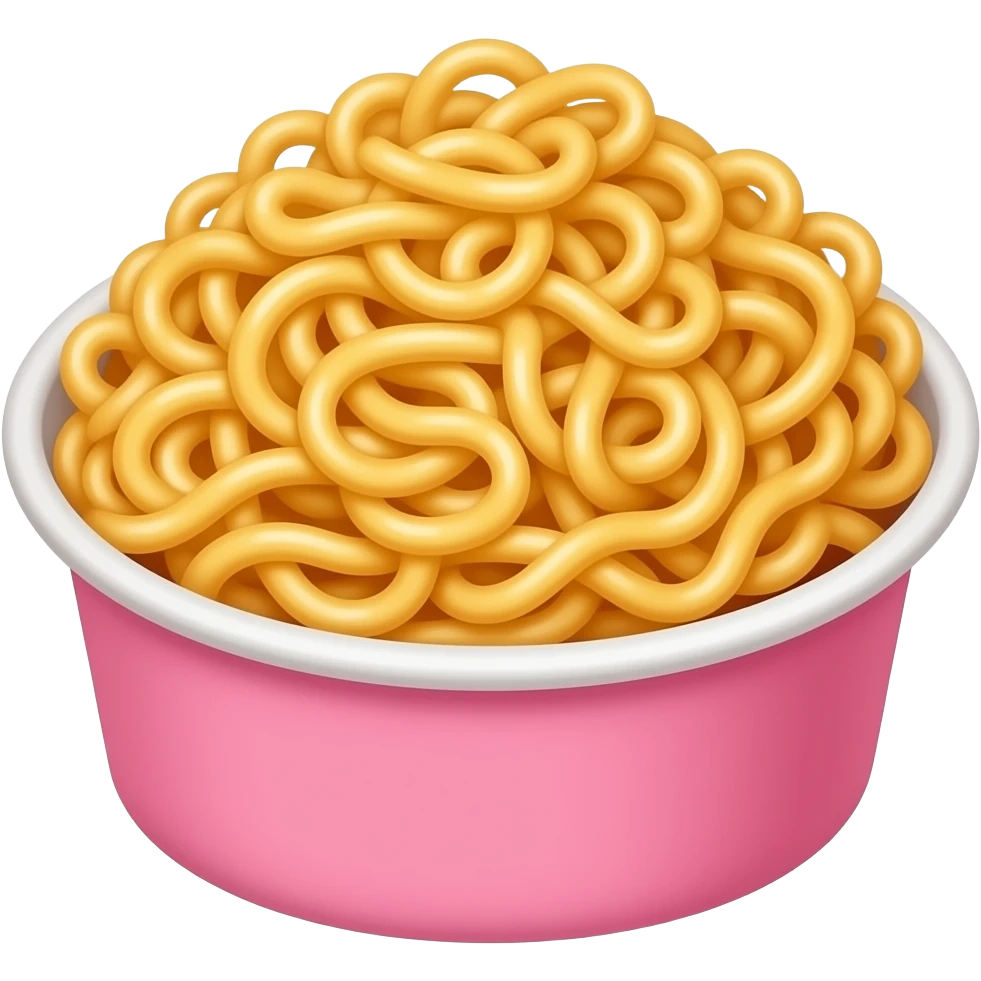 Cheesy carbnaora buldak noodles in a  pink container emoji