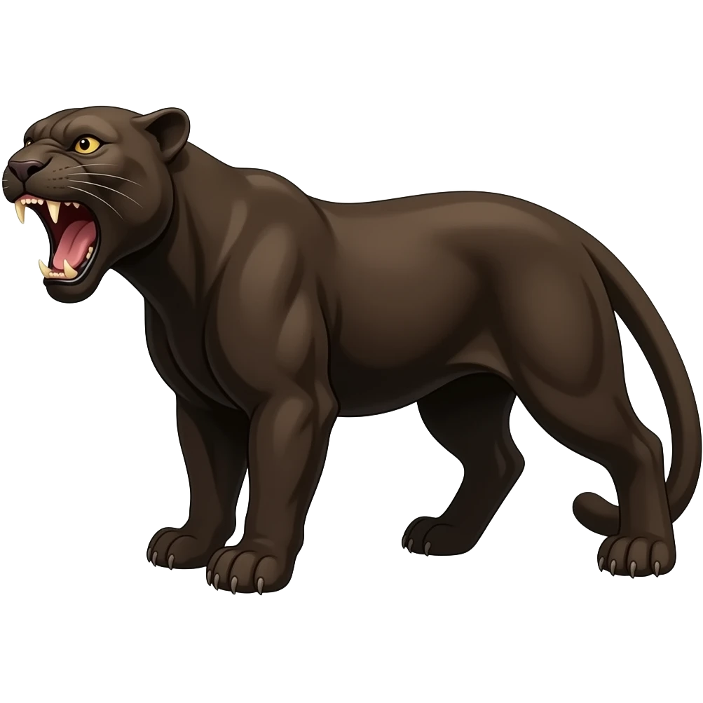 Realistic Black panther roaring emoji 2d image brown-black hair emoji