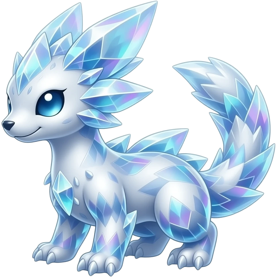 Glacial Epic Legendary Bioluminescent Translucent Luminescent Diaphanous Shiny Colorful Meloetta-Latias-Veemon-Peppercat-Wargreymon-Protogen-Fakémon-fusion-hybrid-creature emoji