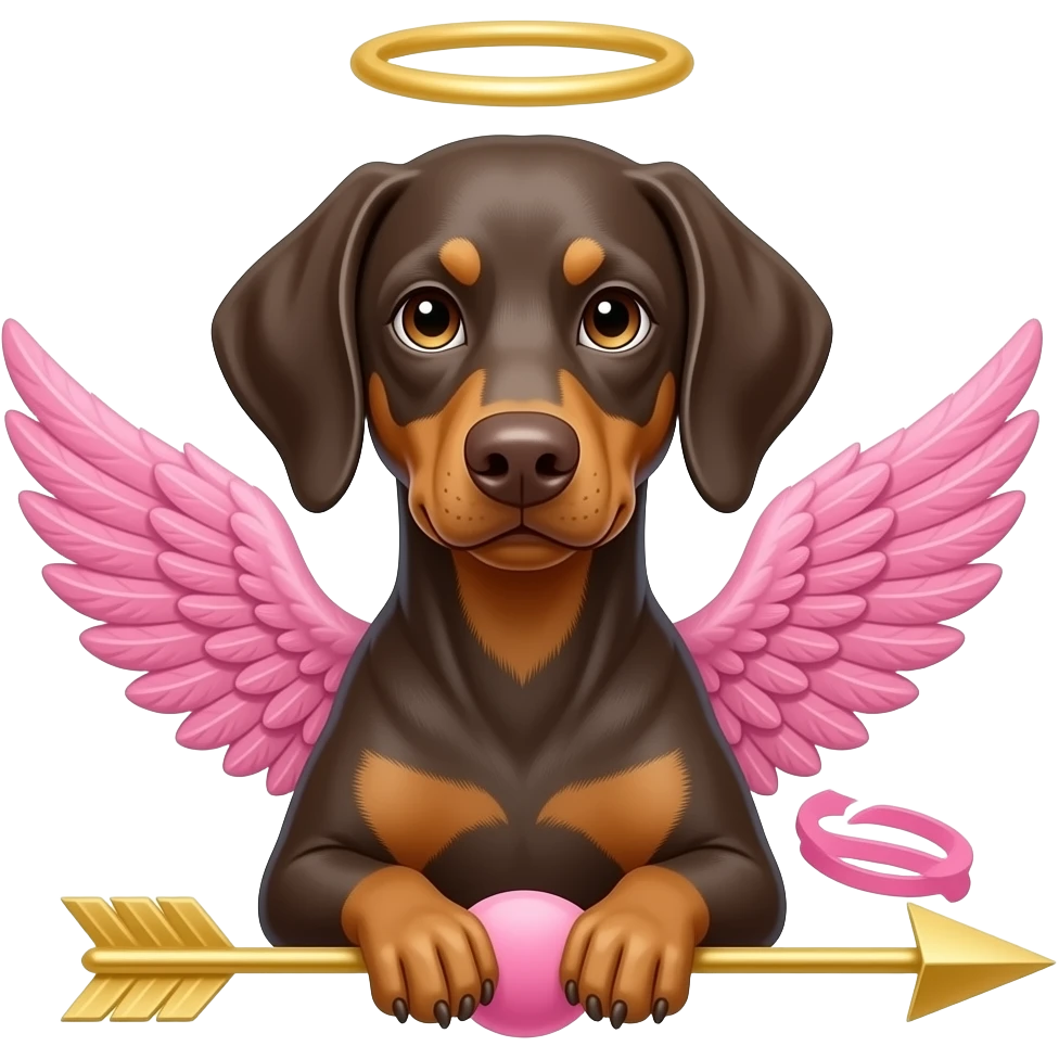 Weimeraner with Cupid wings and arrow emoji