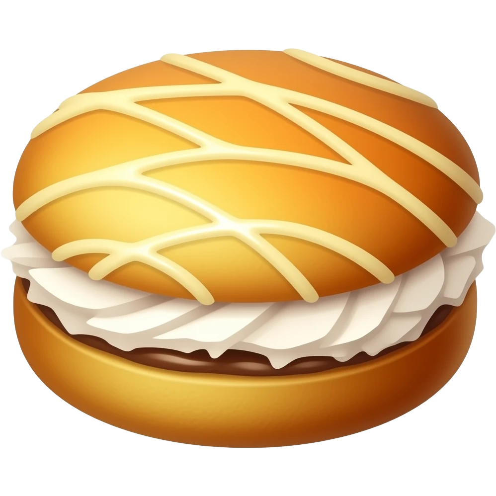 Alfajor con capa de dulce derecha en el medio y coco emoji