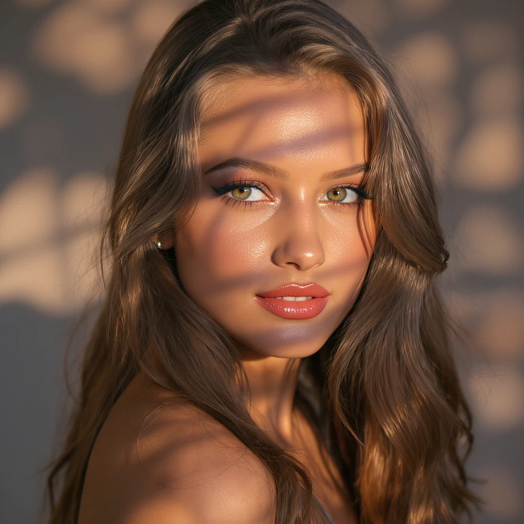 girl face with glowing, beautiful skin, soft lighting, realistic style emoji