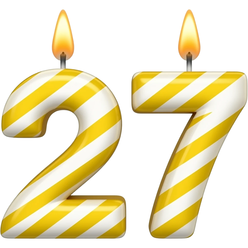 birthday candle 27 yellow emoji