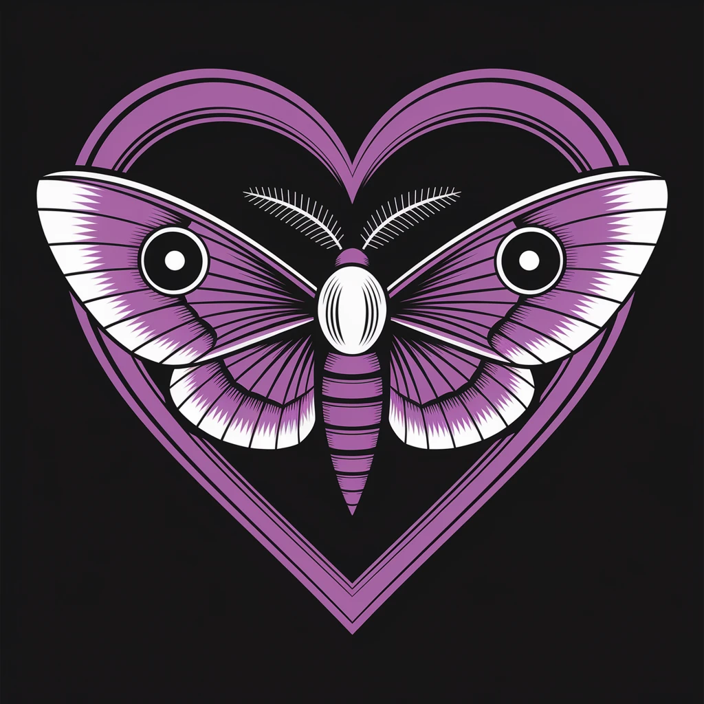 gothic heart with a moth motif emoji
