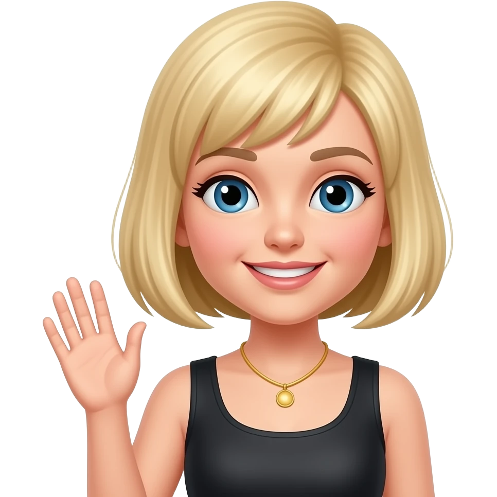 Blonde lady pixie shorter hair style waving emoji