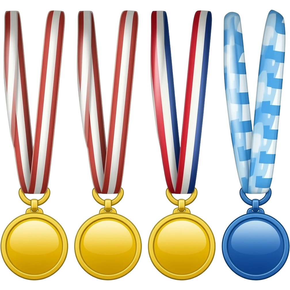 make 4 medals, for place 1, 2, 3, and 4 give them a cord and make the 4th place blue emoji