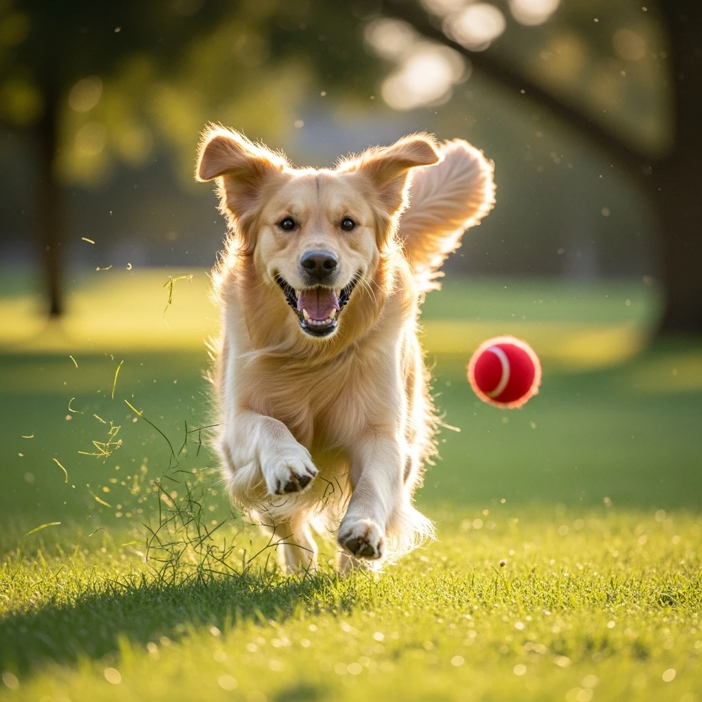 happy dog running after ball emoji