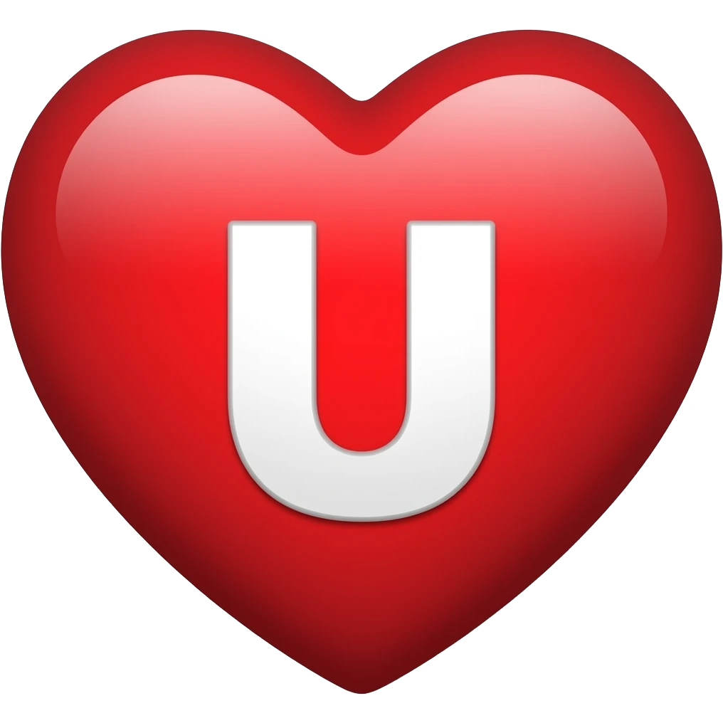 Red Heart with letter U inside emoji