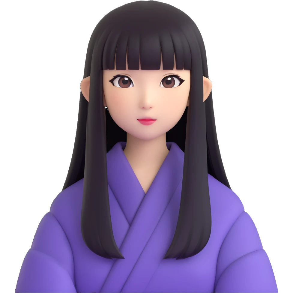 Japanese girl with straight bangs and long straight hair emoji