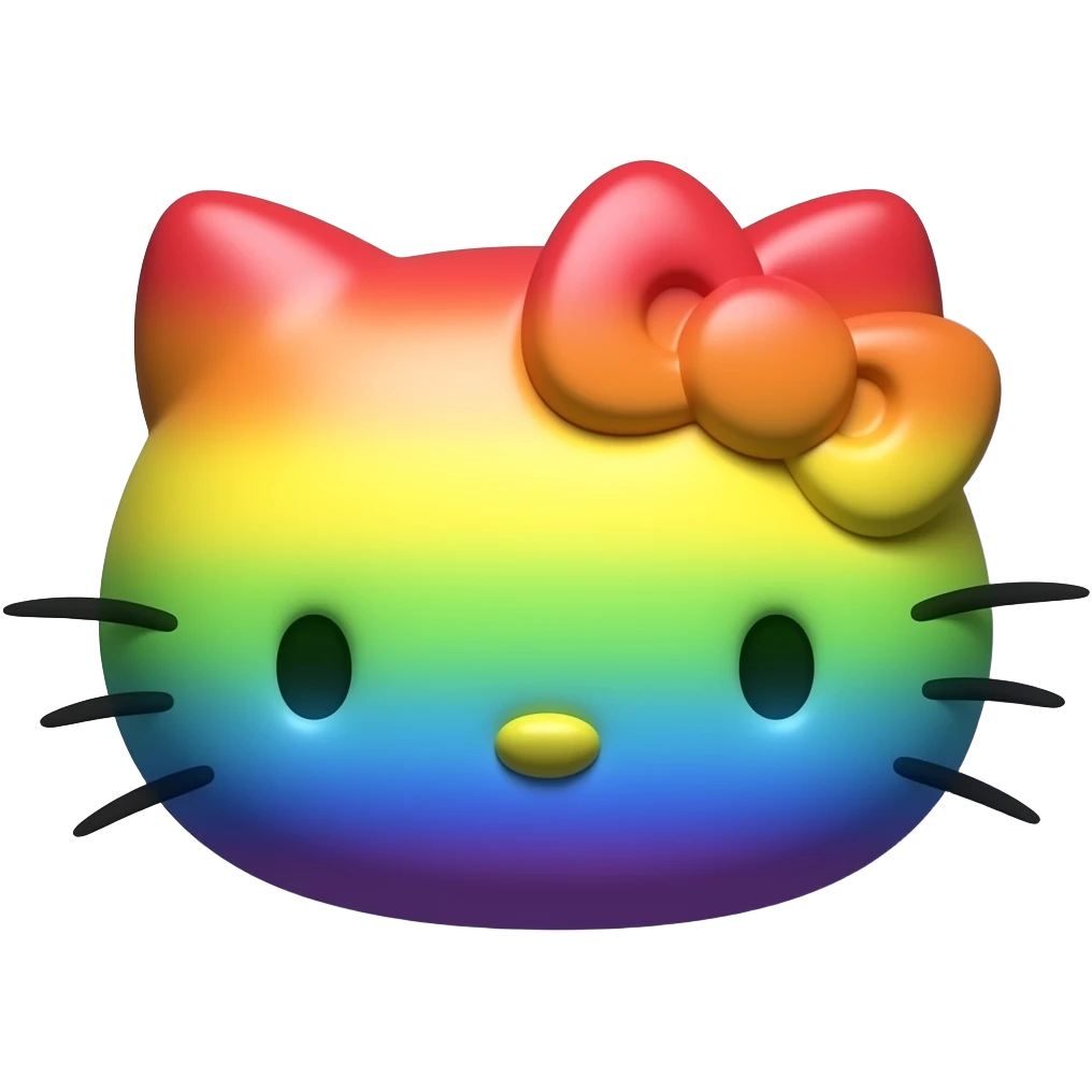 hello kitty face 3d raimbow shadow emoji