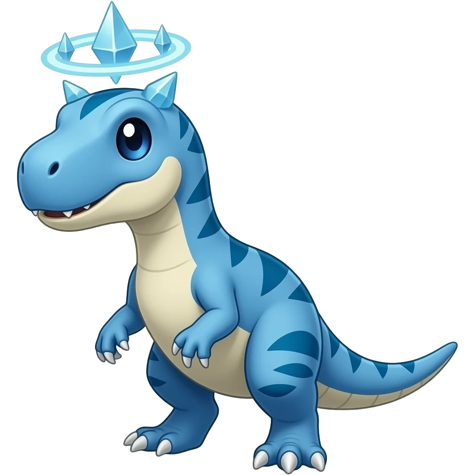 blue raptor fakemon with ice above emoji